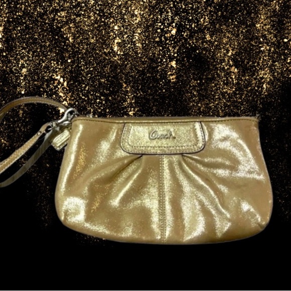 Coach Gold Suede Convertible Wristlet Purse - Picture 1 of 9